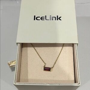 Gold Necklace with Garnet Pendant